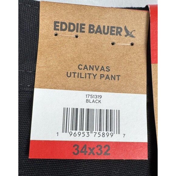 Eddie Bauer Mens  Size 34X32 Pants Black Canvas Utility Stretch Ultra Durable - Picture 7 of 12